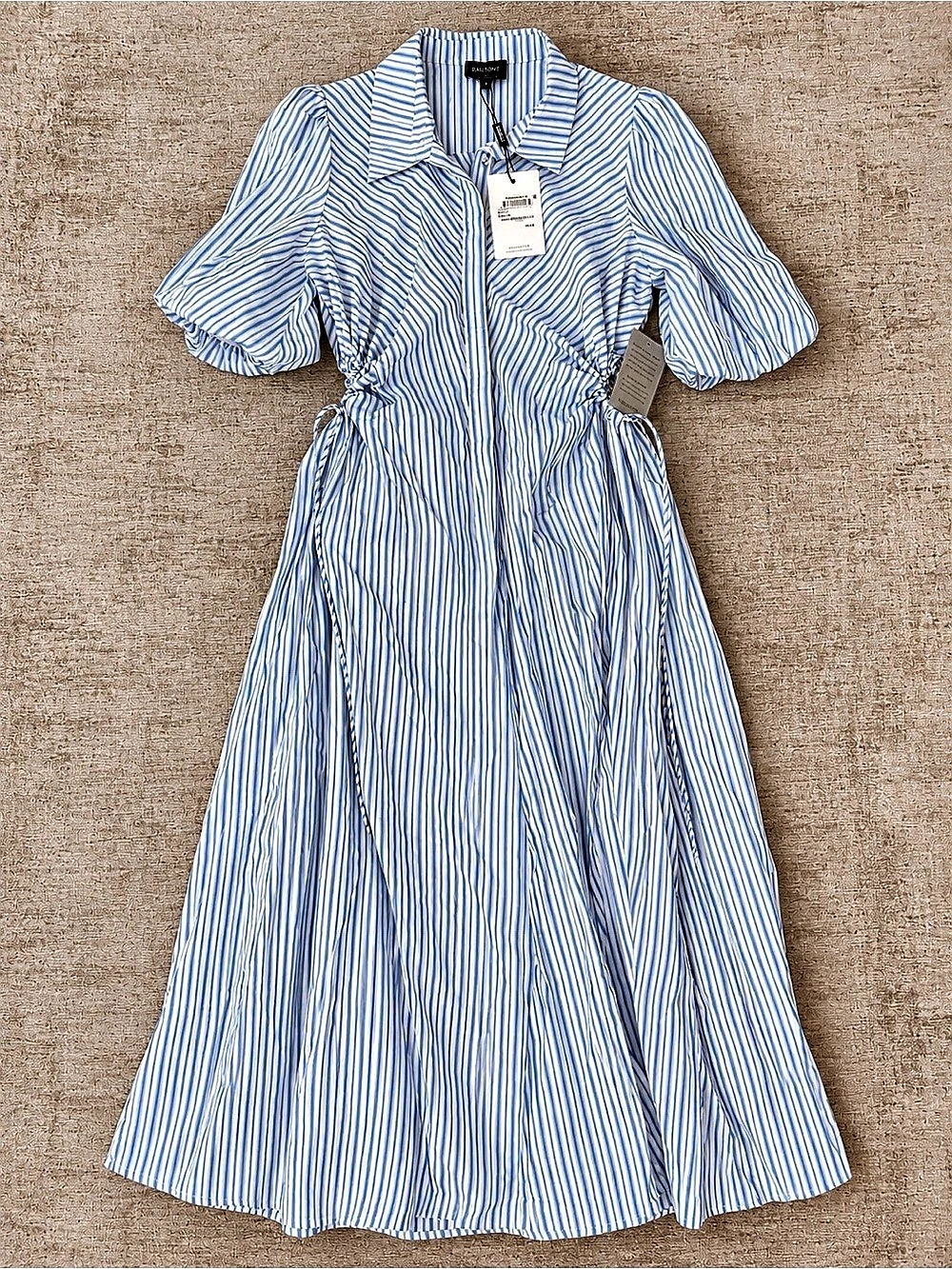 Bardot Lola Corset Stripe Midi Dress Blue & White Size 8